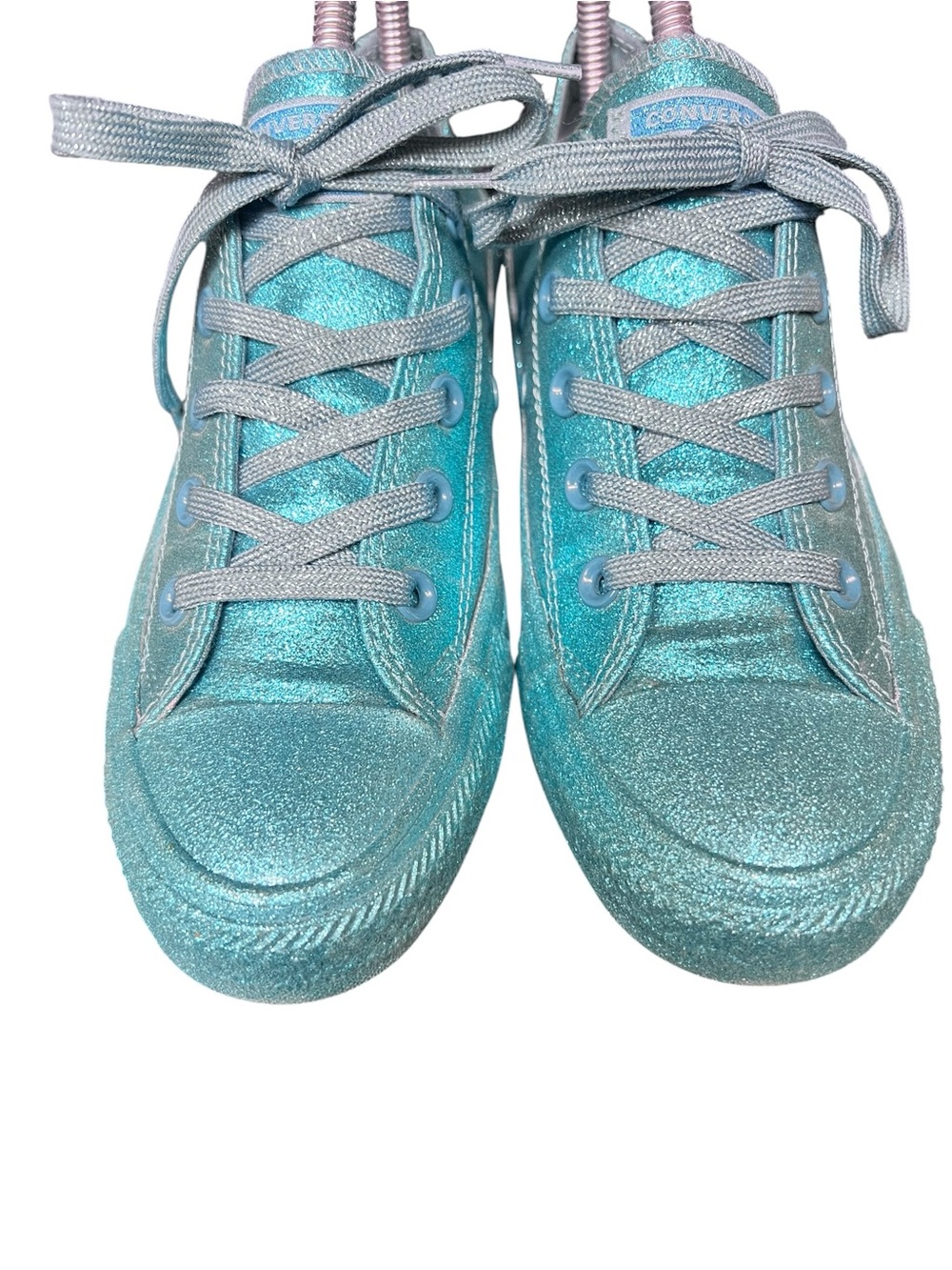 Converse Chuck Taylor All Star Low Glitter Teal Sparkly Women’s Sz 6 - Picture 3 of 6